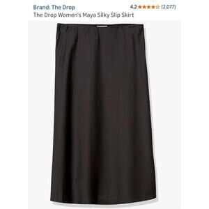 The Drop Women's Black SILKY Slip Skirt